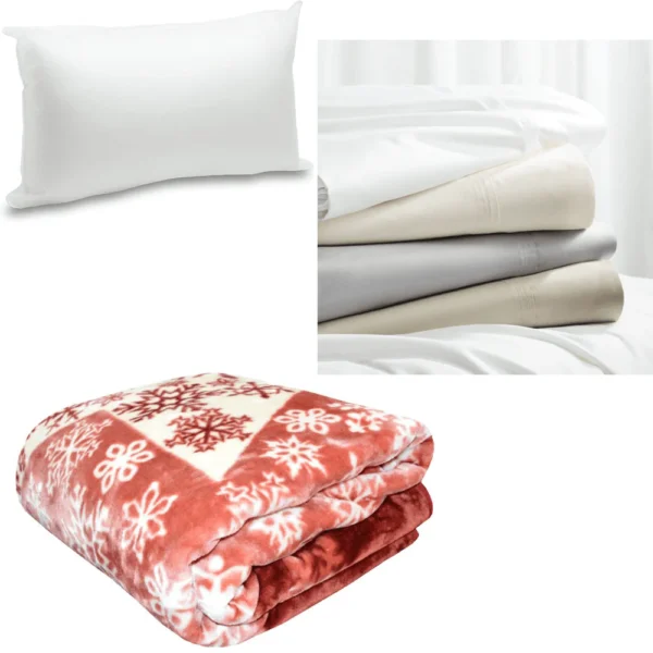 Pillow, Bed sheet, Pillow cover & Blanket Set